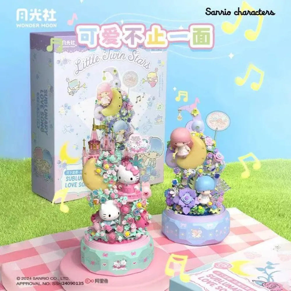 Sanrio Hello Kitty Moon Love Song Music Box Moon Society DIY Bricks Handmade Desktop Ornament