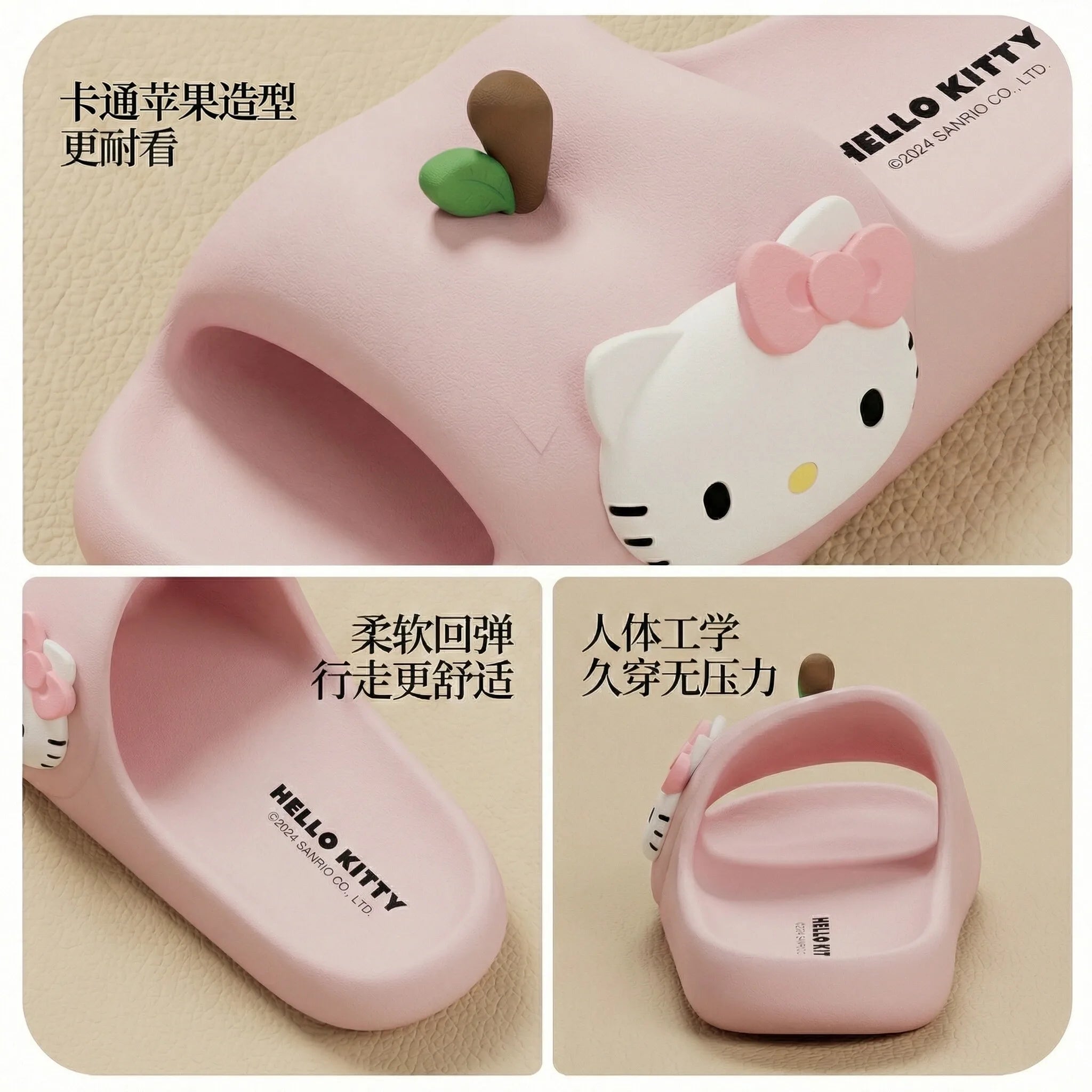Cartoon Hello Kitty Slippers Summer Thick Non Slip Soft Sole Slides For Indoor Home Outdoor Casual Slippers Anime Periphery Gift