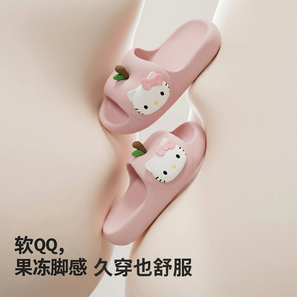 Cartoon Hello Kitty Slippers Summer Thick Non Slip Soft Sole Slides For Indoor Home Outdoor Casual Slippers Anime Periphery Gift