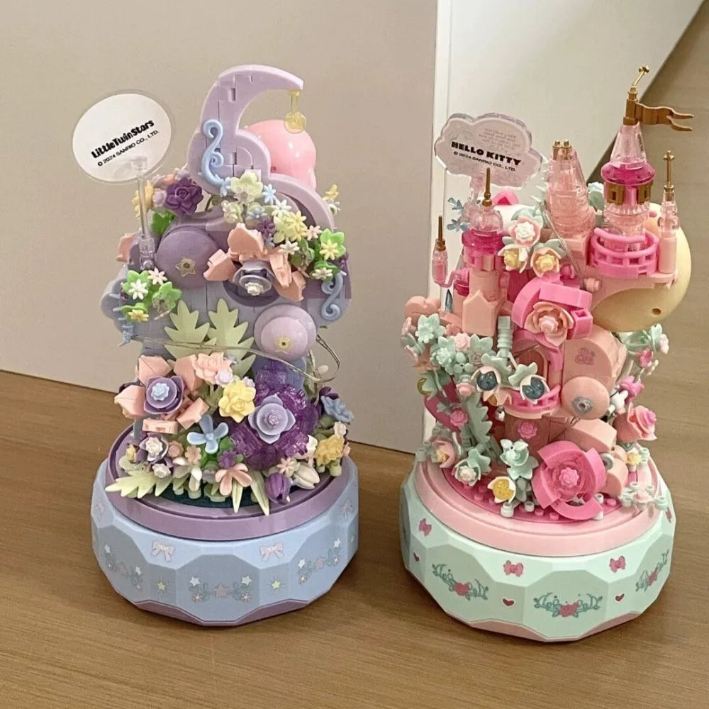Sanrio Hello Kitty Moon Love Song Music Box Moon Society DIY Bricks Handmade Desktop Ornament