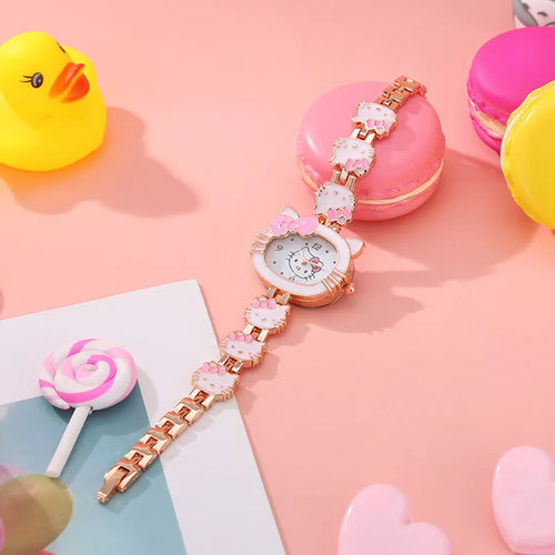 3pcs Sanrio Hello Kitty Themed Watches for&Collectors-Cute Anime Wristwatches with Quartz Movement Multicolor Suitable for
